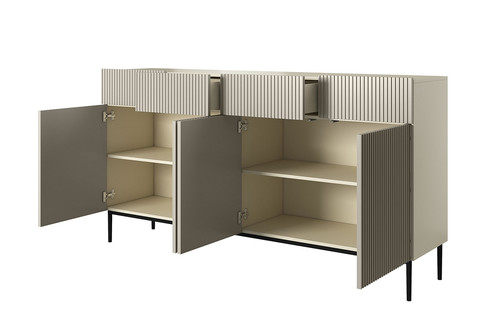 Cabinet with 4 Doors & 4 Drawers Nicole 200cm, cashmere, black legs