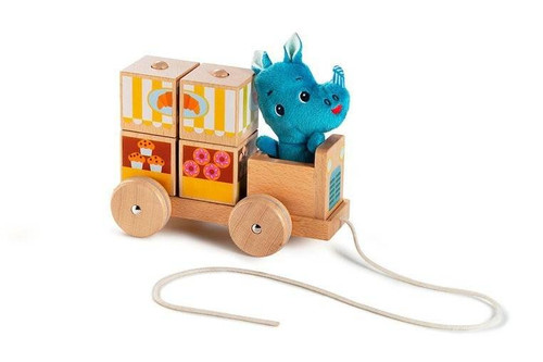 LILLIPUTIENS Wooden Food Truck with Puzzle Rhino Marius 12m+