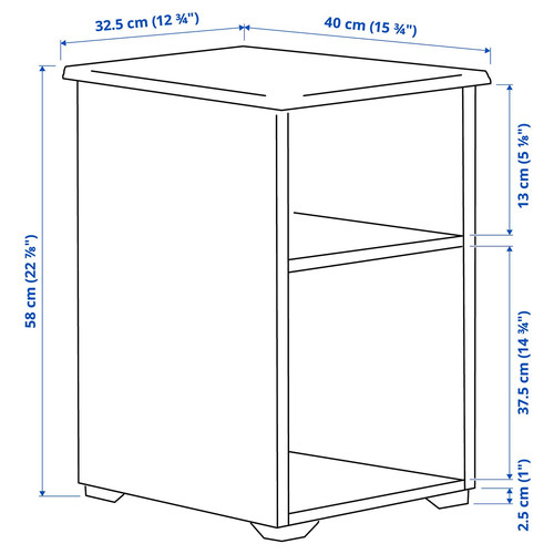 SKRUVBY Side table, black-blue, 40x32 cm
