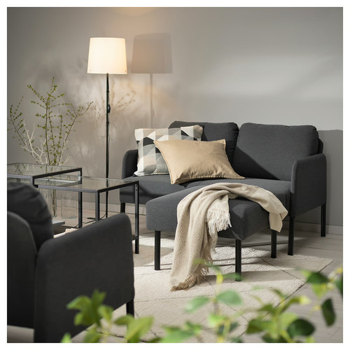 GLOSTAD 2-seat sofa with chaise longue, Knisa dark grey
