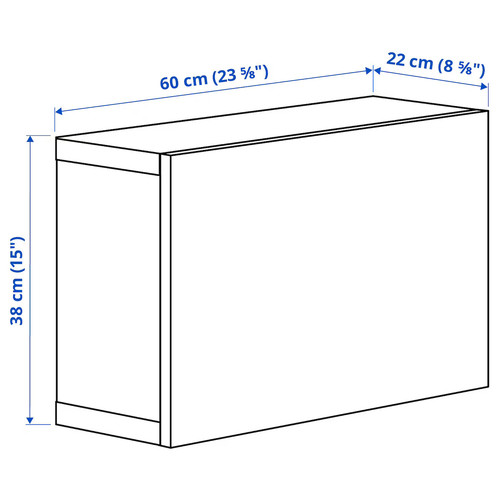BESTÅ Wall-mounted cabinet combination, black-brown Hedeviken/dark brown stained oak veneer, 60x22x38 cm