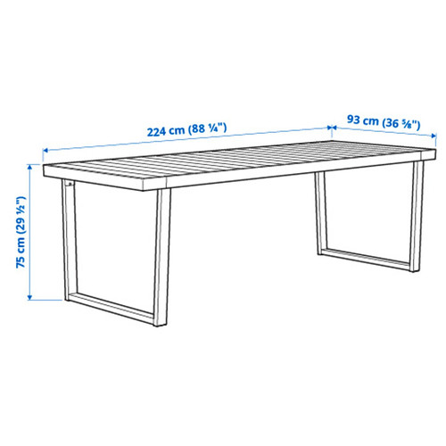 VÄRMANSÖ Table, outdoor, dark grey, 224x93 cm