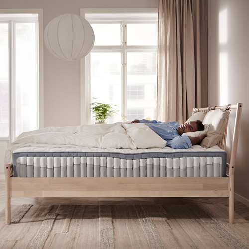 NORDLI Bed frame with storage and mattress, anthracite/Vågstranda medium firm, 90x200 cm