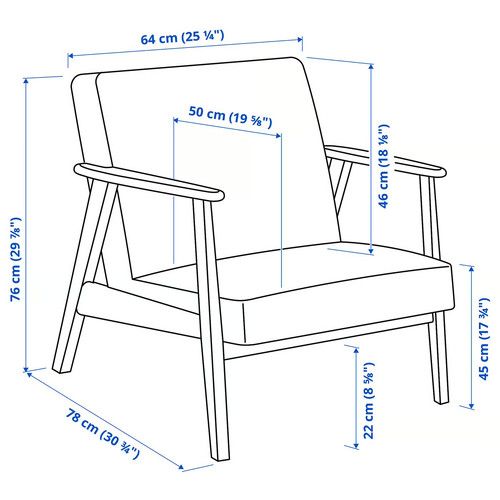EKENÄSET Armchair, Kelinge grey-turquoise