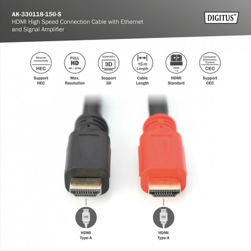 Digitus HDMI High Speed with Ethernet Connection Cable 15m
