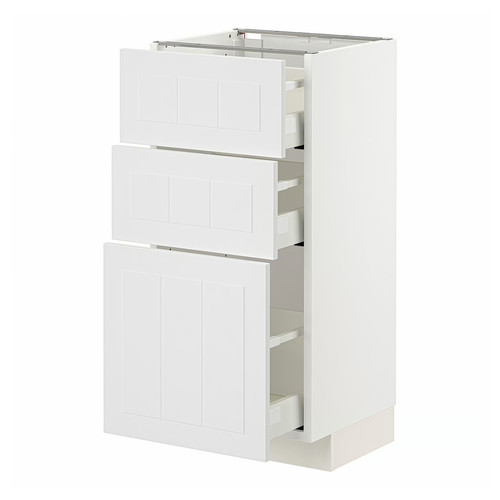 METOD / MAXIMERA Base cabinet with 3 drawers, white/Stensund white, 40x37 cm