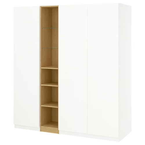 PAX / FORSAND Wardrobe combination, white white/oak effect, 185x60x201 cm