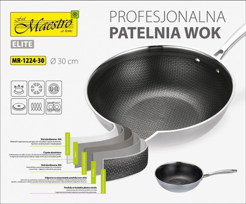 Feel Maestro 30cm Professional Wok Frying Pan MR-1224-30