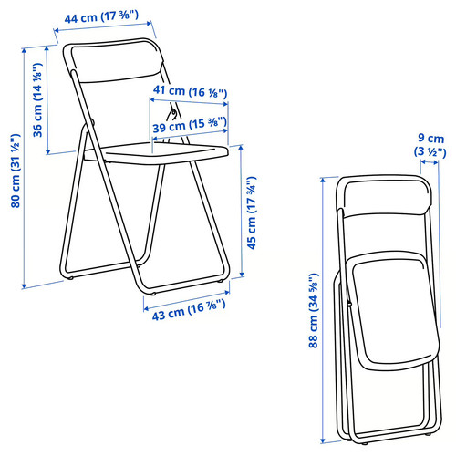 VIHALS Folding chair, white