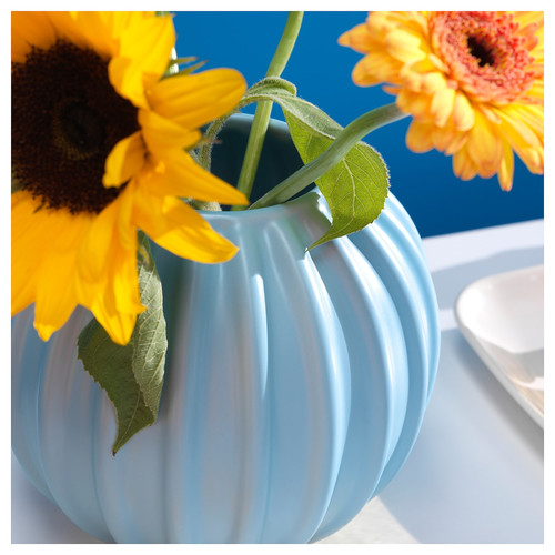 SKOGSTUNDRA Vase, light blue, 15 cm