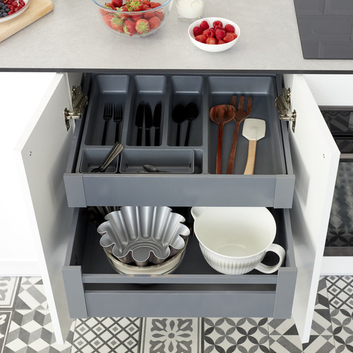 GoodHome Cutlery Organizer Nitaki 9x9 cm, grey