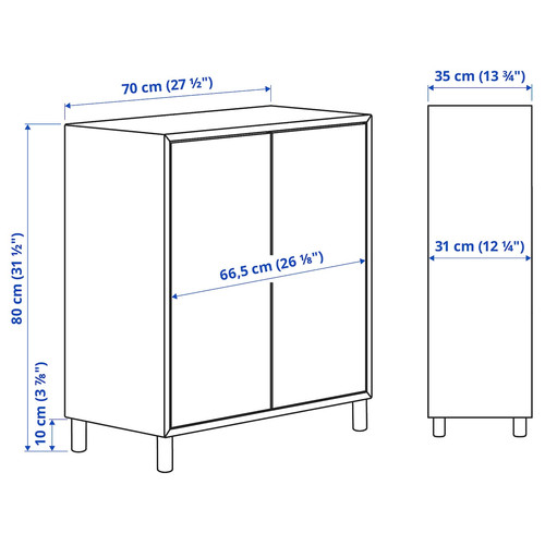 EKET Cabinet combination with legs, dark grey/wood, 70x35x80 cm