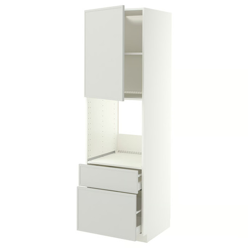 METOD/MAXIMERA Hi cab f ov w dr/2 frnt/1 m/1 h drw, white/Aspudden light grey, 60x60x200 cm