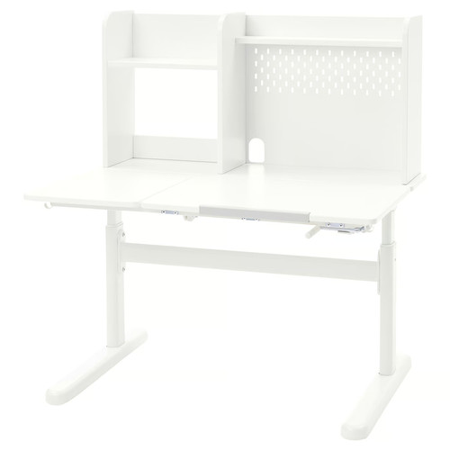 BERGLÄRKA Desk, white/tiltable, 100x70 cm