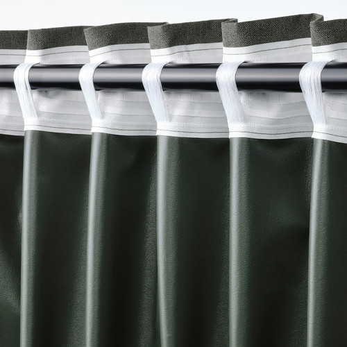ROSENMANDEL Block-out curtains, 1 pair, dark green, 135x300 cm