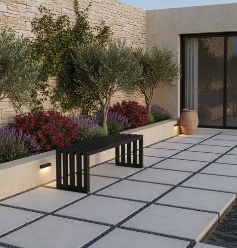 Architectural Modern Garden Bench 120cm, matt black
