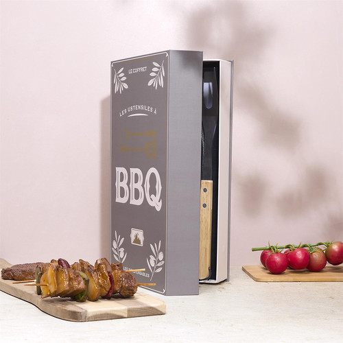 BBQ Grill Serving Tool Set, Cookbook Case, 3 pieces