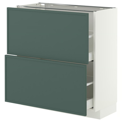METOD/MAXIMERA Base cabinet with 2 drawers, white/Aspudden dark grey-green, 80x37 cm