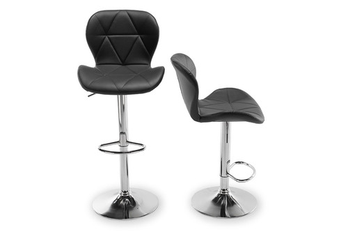 Bar Stool, faux leather, black/chrome