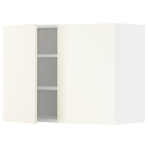 METOD Wall cabinet with shelves/2 doors, white/Vallstena white, 80x60 cm