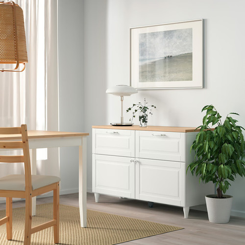 BESTÅ Storage combination w doors/drawers, white, Smeviken/Kabbarp white, 120x42x76 cm