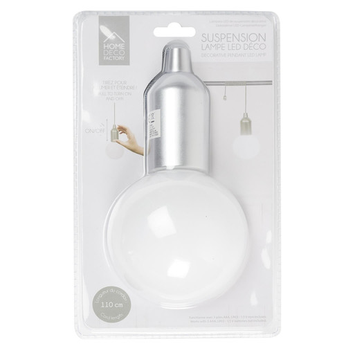 Pendant LED Lamp L, battery-operated, silver