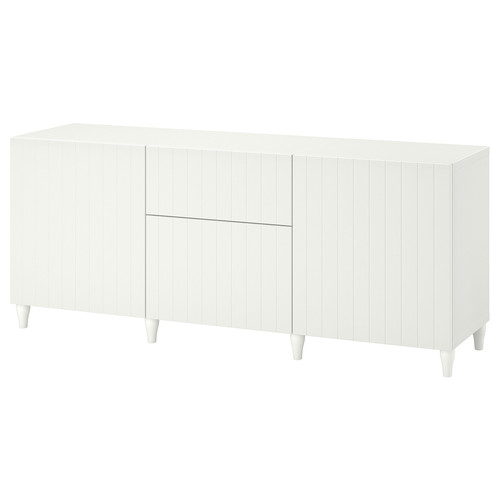 BESTÅ Storage combination with drawers, white/Sutterviken/Kabbarp white, 180x42x74 cm