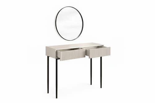 Dressing Table Nicole 100, cashmere/black legs, with Mirror 60, black