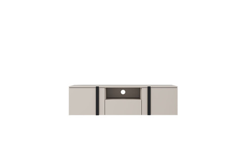 Wall-Mounted TV Cabinet Verica 150 cm, cashmere/black handles