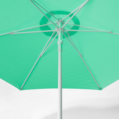HÖGÖN / IGGÖN Parasol with base, light green/dark grey, 270 cm