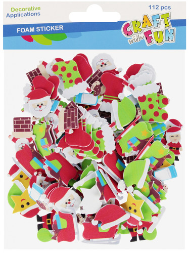 CRAFT WITH FUN Self-Adhesive Christmas Decor Mix, 112 Pieces