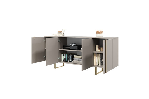 Four-Door Cabinet Verica 200cm, cashmere/gold legs