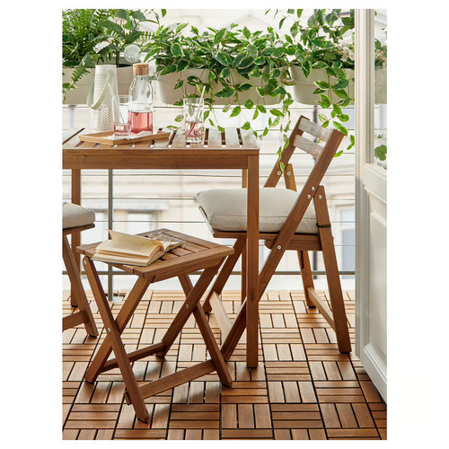 NÄMMARÖ Chair, outdoor, foldable/light brown stain