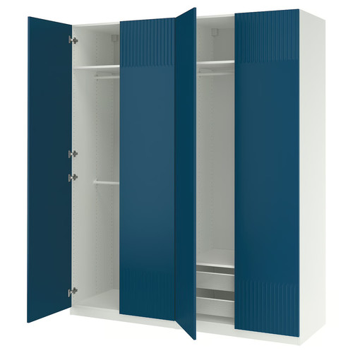 PAX / FYRUDDEN Wardrobe combination, white/blue, 200x60x236 cm