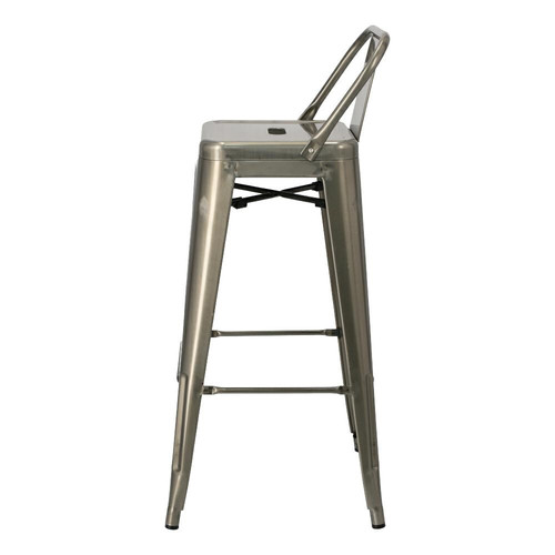 Bar Stool Paris Back Short 75cm, metallic