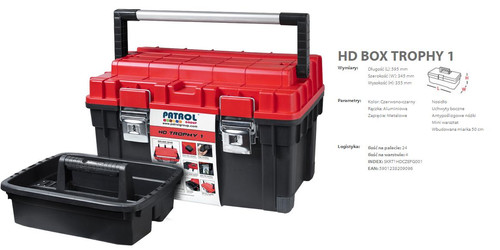 Patrol Toolbox Tool Box HD Trophy 1, black-red, 60x35x35cm