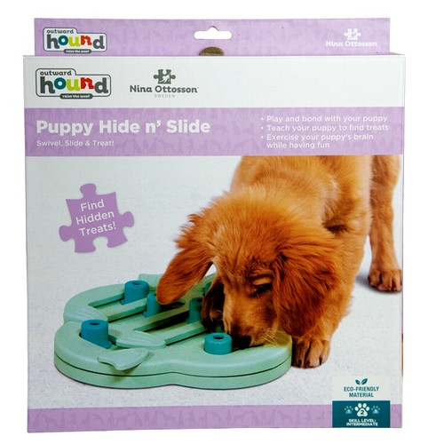 Nina Ottosson Puppy Hide 'N Slide Green Educational Game for Dogs Level 2