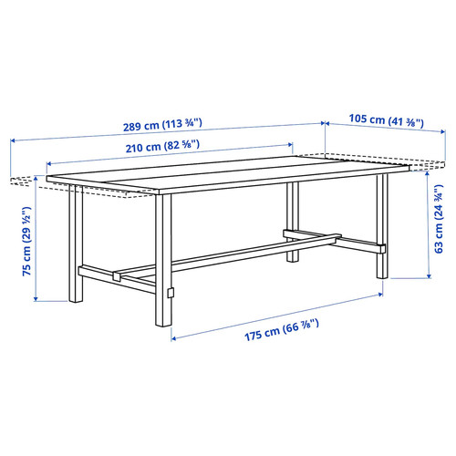 NORDVIKEN Extendable table, patina stain 210/289x105 cm