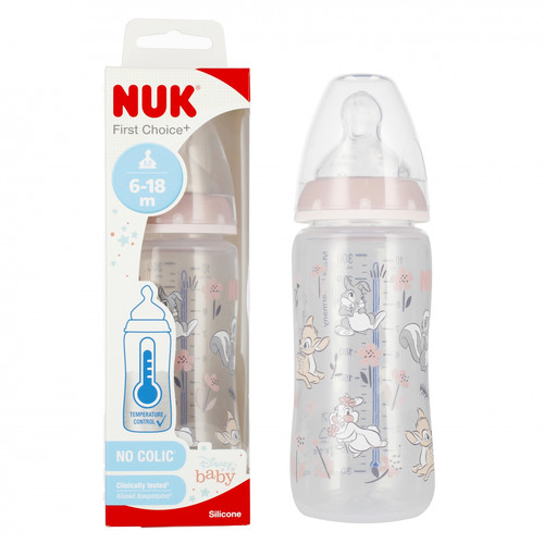 NUK First Choice Plus Baby Bottle with Temperature Control 300ml 6-18m, Bambi