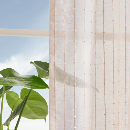 MATILDA Sheer curtains, 1 pair, pale pink/with heading tape, 145x250 cm