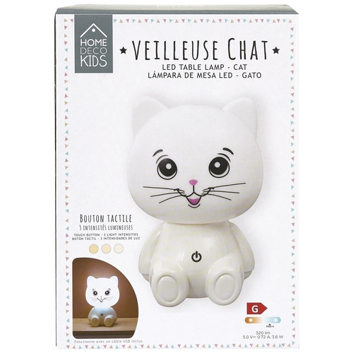 Night Lamp Cat USB LED, white