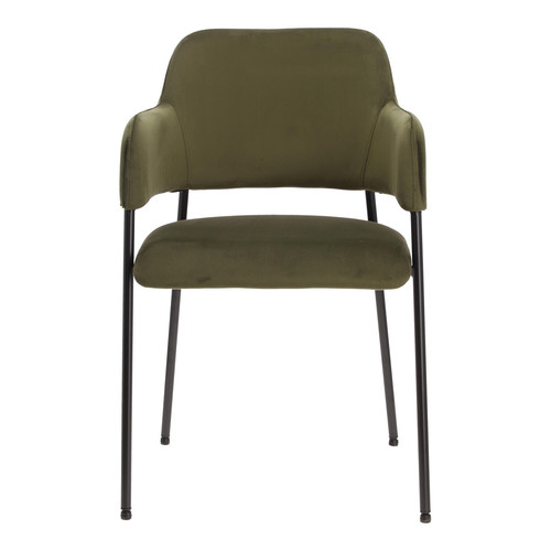 Dining Chair Lima, velvet, armrests, green