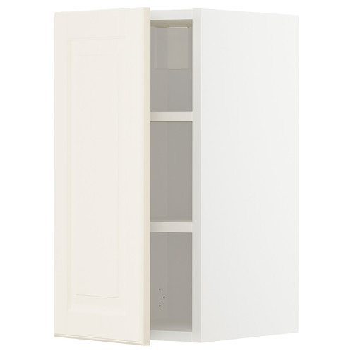 METOD Wall cabinet with shelves, white/Bodbyn off-white, 30x60 cm