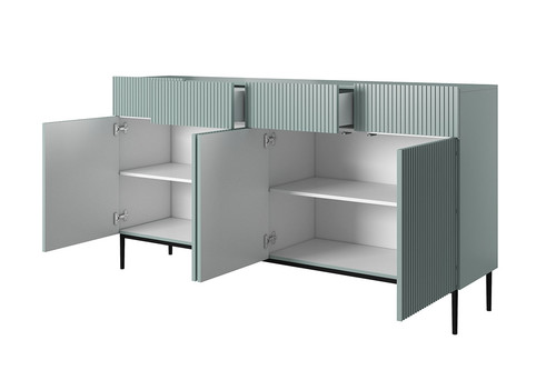 Cabinet with 4 Doors & 4 Drawers Nicole 200cm, sage, black legs