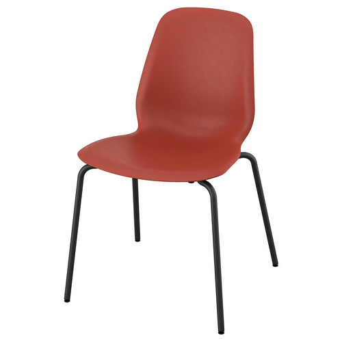 SKÅLSTA Chair, plastic red/tubular metal/black-grey