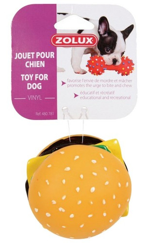 Zolux Vinyl Dog Toy Burger 8cm