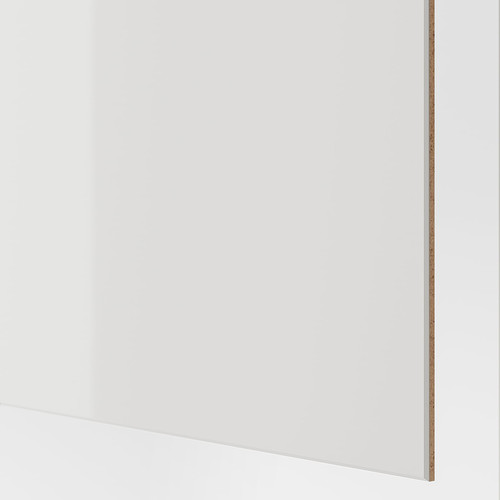 HOKKSUND Pair of sliding doors, high-gloss light grey, 200x201 cm