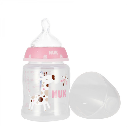 NUK First Choice Plus Baby Bottle with Temperature Control 150ml 0-6m, pink