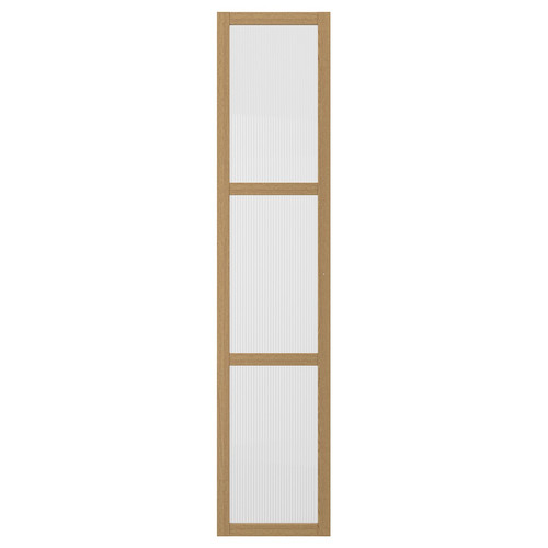 TONSTAD Door with hinges, oak veneer/glass, 50x229 cm