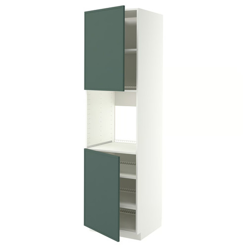 METOD High cab f oven w 2 doors/shelves, white/Aspudden dark grey-green, 60x60x220 cm